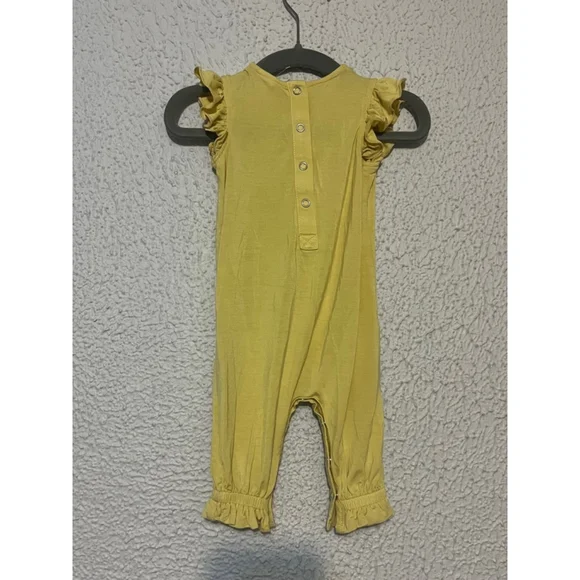 Little Girl Baby Kate Quinn Yellow Frilly Sleeve One Piece Size 0-3 Months